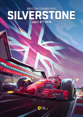 BRITAIN 2018 F1 FERRARI GRAND PRIX RACE POSTER COVER ART